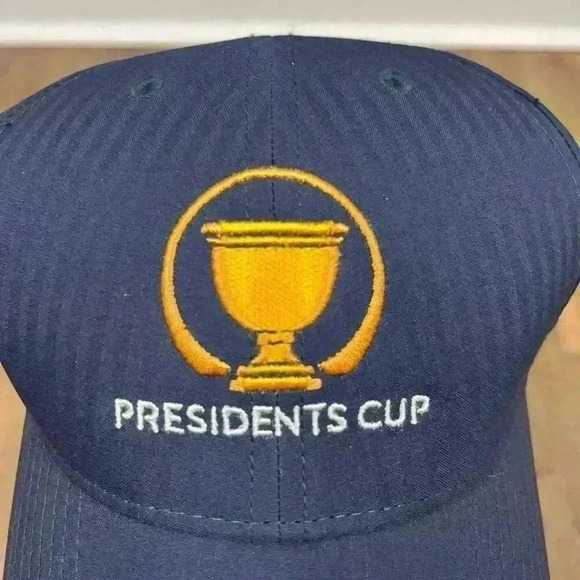Nike Legacy 91 Dri-Fit Presidents Cup Men's Golf Hat Blue Striped Adjustable - Picture 2 of 7